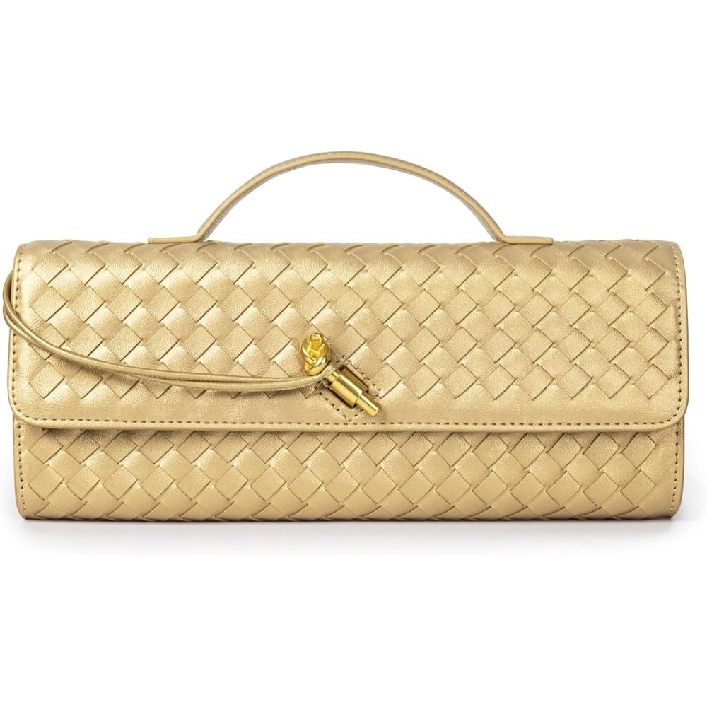 Versatile Woven Leather Evening Clutch And Crossbody Bag For Special Occasions